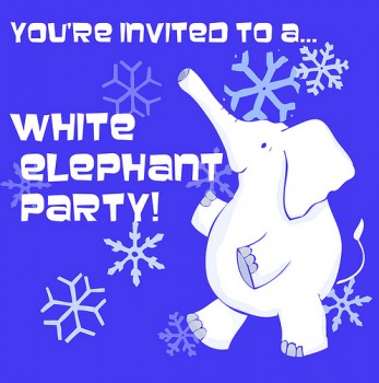 funny white elephant gifts. white elephant party invite